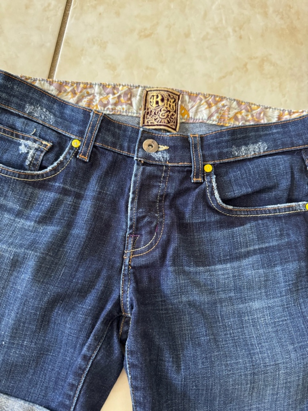 Rich & Skinny Dark Indigo Rolled-Hem Jean Shorts - Picture 3 of 3